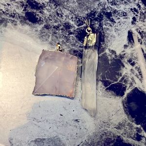 Quartz and Rose quartz pendants
